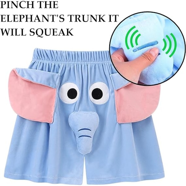 Roliga elefantshorts, söta och nya elefantelefantkorta pyjamasbyxor Blue M