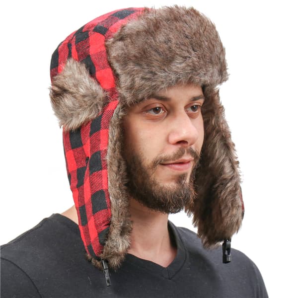 Buffalo Plaid Aviator Pelslue Bomberhatt Red