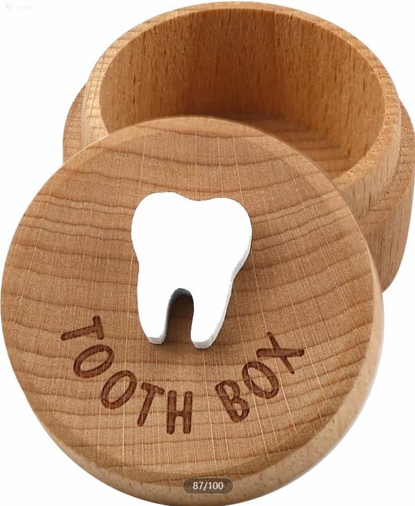 Trätandfe-Ask - Förvaring av Tappade Tänder 5*4CM