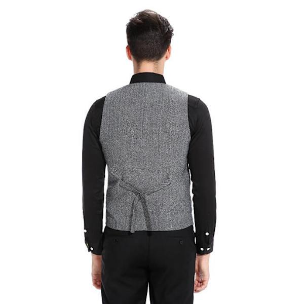 Slim Fit ärmlös kostymväst för män Dubbelknäppt affärsklänning väst grey M