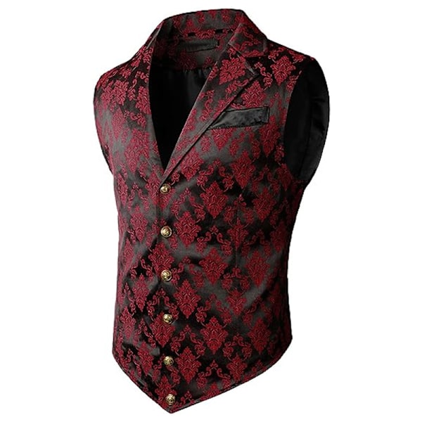 Herrar Victorian Väst Steampunk Gotisk Väst Red M