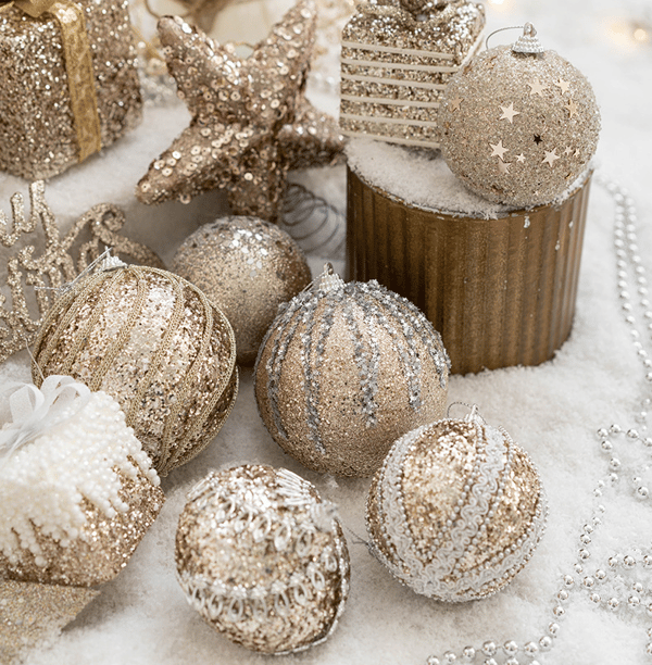 Julgran Julboll prydnader Champagne