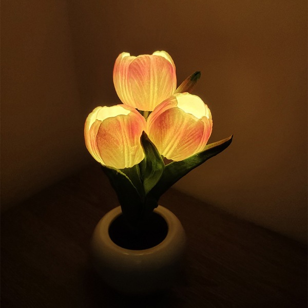 Tulpan LED-lampa konstgjord blomma nattljus Orange