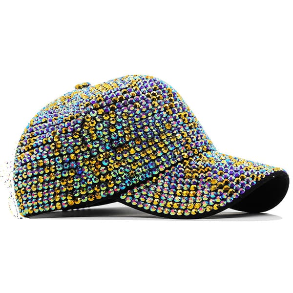 Kvinnor Kristaller Sparkle Baseball Cap Gem Bling Hat Silver