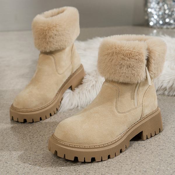 Talvisten liukkautta estävät paksuhkot ja pehmeät naisten lumisaappaat Beige 41