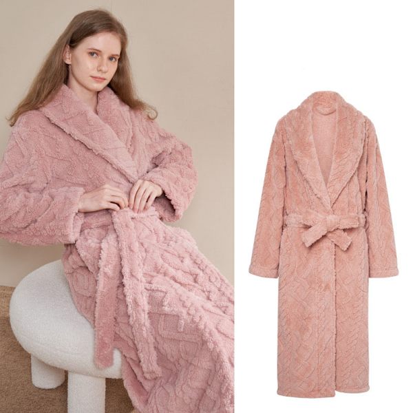 Miesten ja naisten Terry-shawl-turkkilainen kylpytakki Pink M