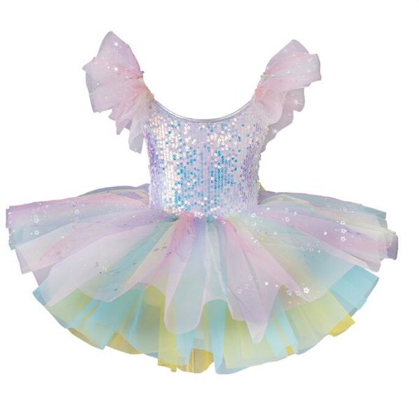 Barnens Ballroom Kläder Sekvenserade Tutu Klänningar Pink 130