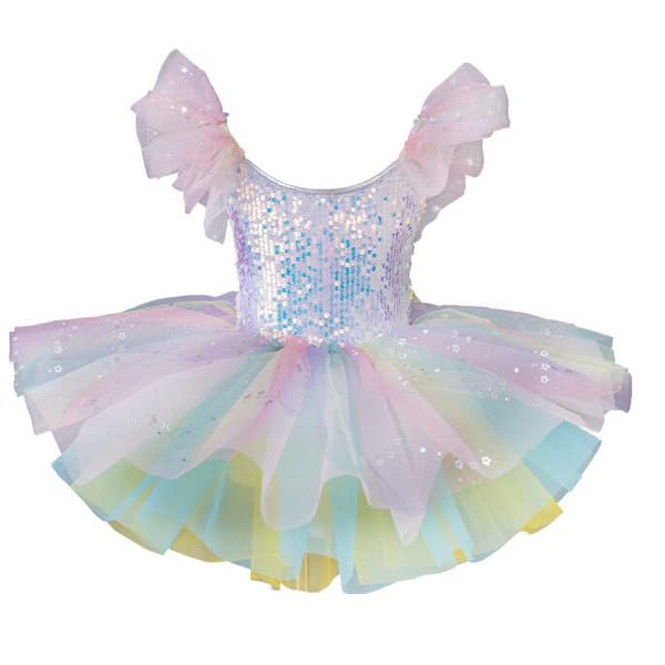 Børne Ballroom Klæder Sequined Tutu Kjoler Blue 100