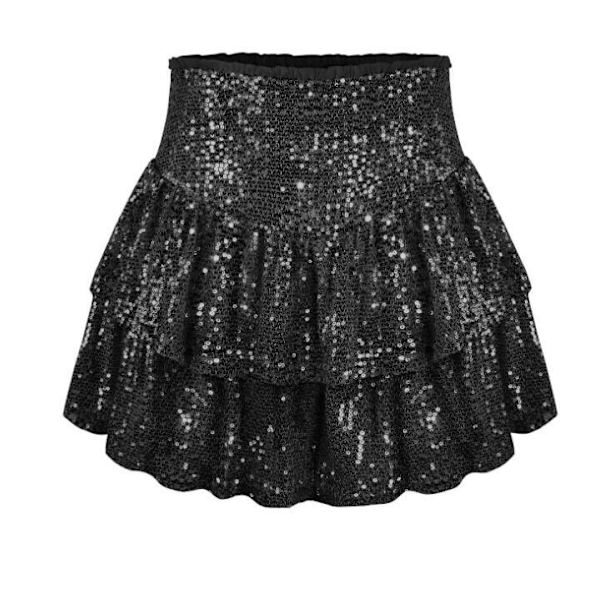Kvinnors Mode Sexig Sekvens Kort Kjol Black L