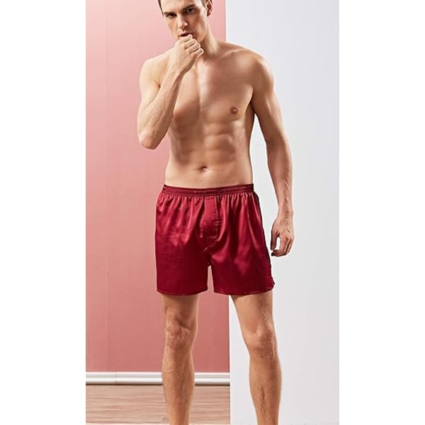 Menn Satin Boxer Shorts Silke Pyjamas Bunn Lounge Sleep Shorts for Men red 5XL