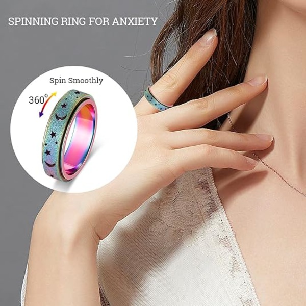 Angstring til kvinder og mænd, titanium rustfrit stål spinnering Rose Gold 5