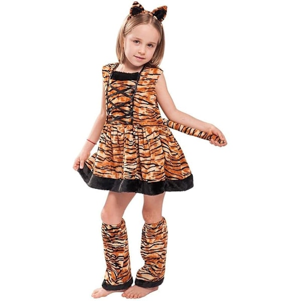 Tyttöjen Tiikerin Asu Lasten Halloween Eläinten Mekko XL