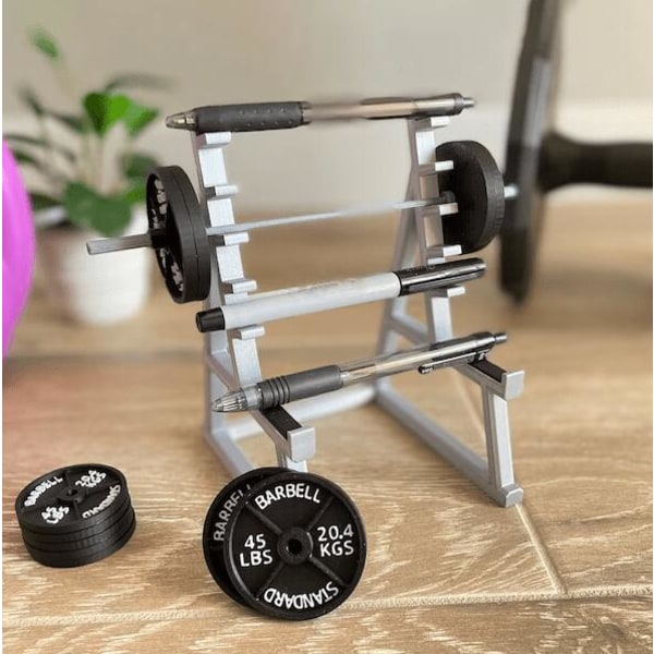 Miniatyr Fitnessutrustning Ögonställningar Hantverk Silver