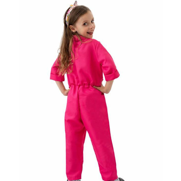 Rosa Jumpsuit för Flickor med Tillhörande Huvudbonad M