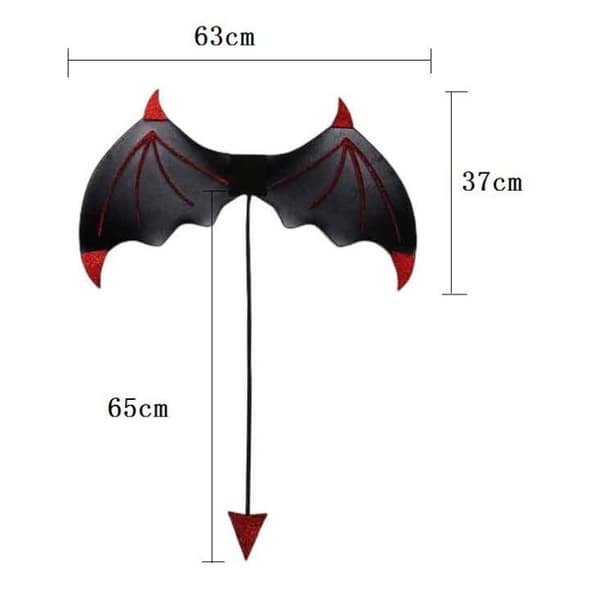 Halloween Djævlevinger 3-delt Sæt Til Cosplay Red