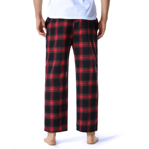 Supermjuka pyjamasbyxor i bomull för män black red L