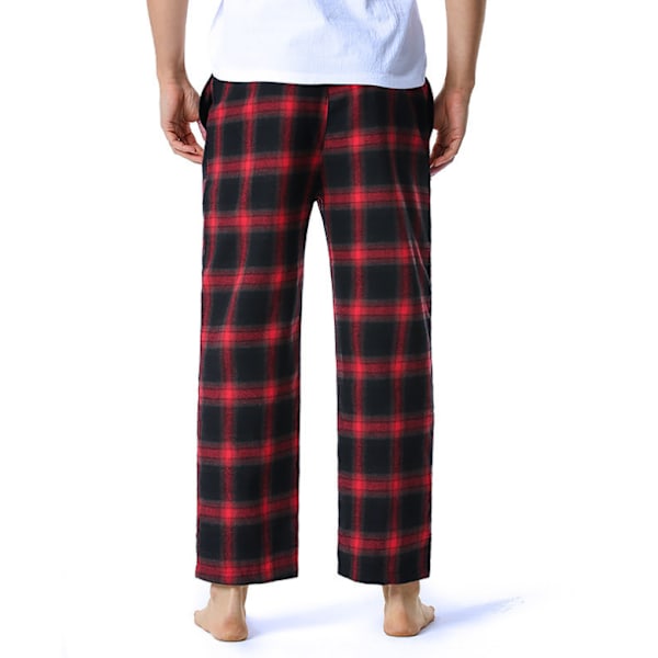 Supermjuka pyjamasbyxor i bomull för män black red XL
