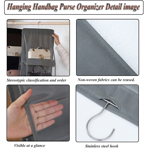 Handväska Hängande Organizer Grey 8 Pockets