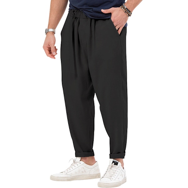 Herr Haremsbyxor Elastisk midja Lös hippiebyxa Black M