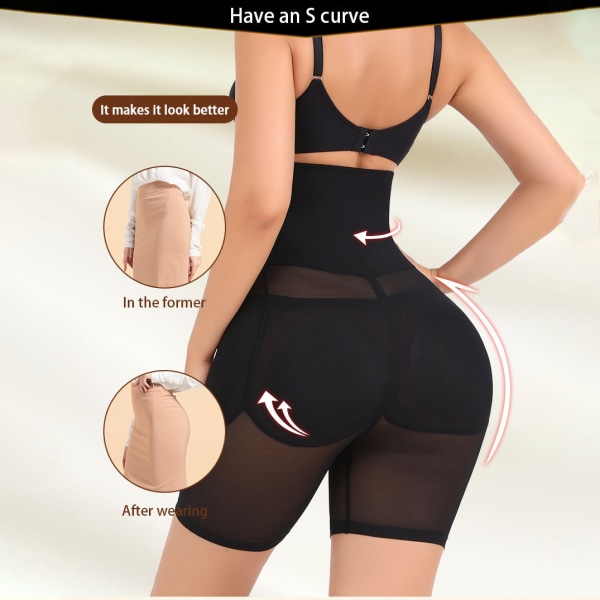 Dame Shapewear med Butt Lifter-Puder til at Forbedre Hofterne Black S