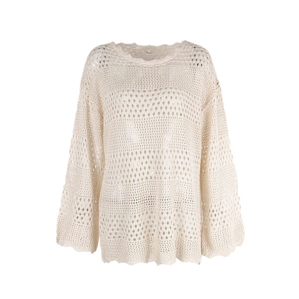 Damernas Baddräkt Stickad Strandklänning Sommar Badkläder beige L