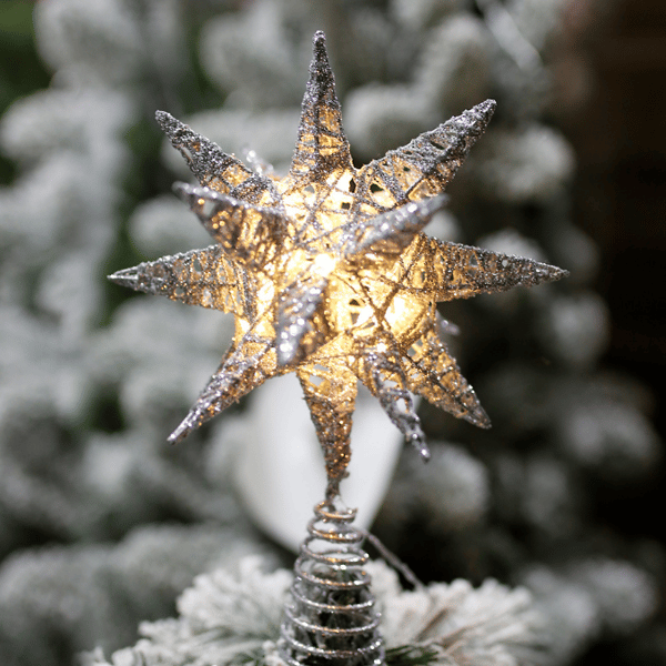 Christmas Tree Topper, 3D Star Christmas Lights silver