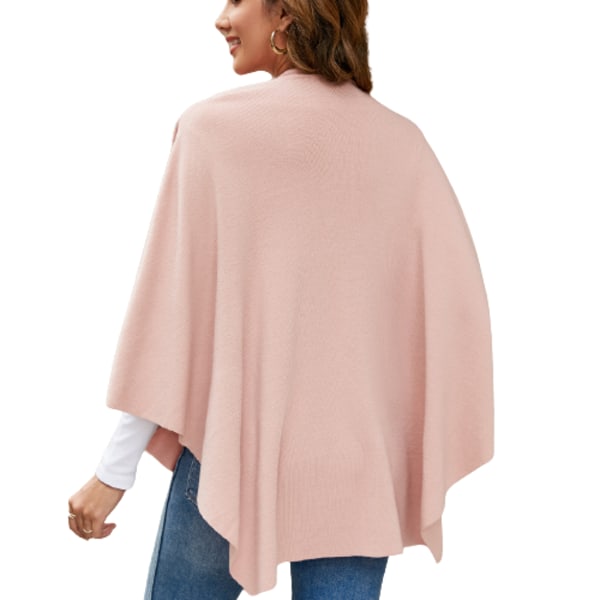 Cross Front Poncho Sweater Wrap Top Stickad Sjal Pink