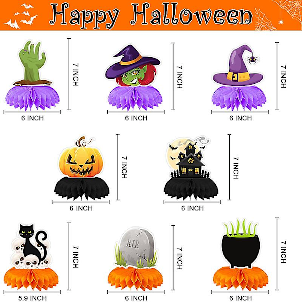 8 stk. Halloween Honningkam Midtpunkt Sæt Style 3