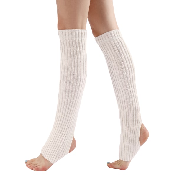 Ballet Legwarmere Ribbestrikket Legwarmer White