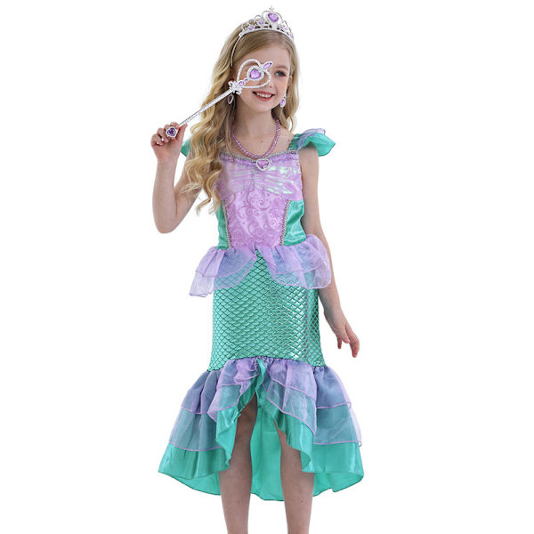Sjöjungfrukostym för flickor, barn, prinsessa, festkläder, cosplay-outfit 140cm