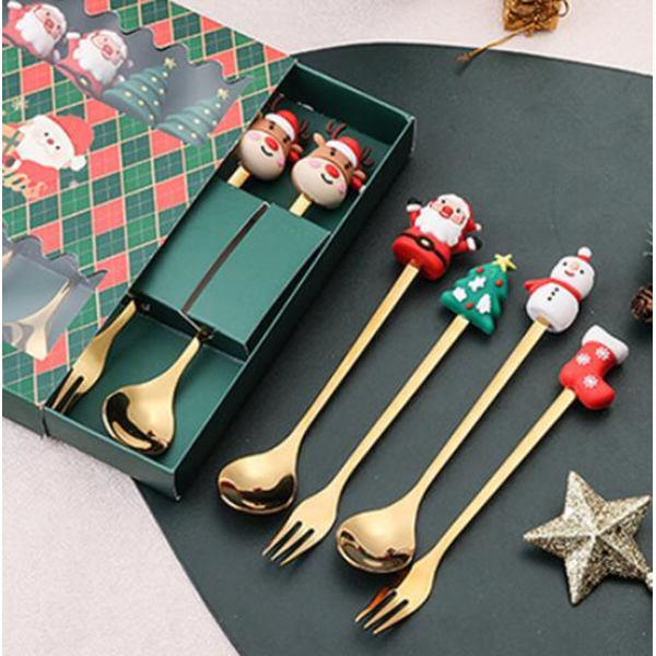4-pack Jultema Julmotiv Sked och Gaffel Set Style 3
