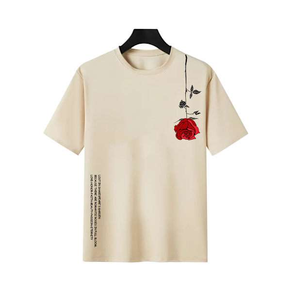 Mænds Grafisk T-shirts Blomsterprint Kortærmet Skjorte Apricot XL