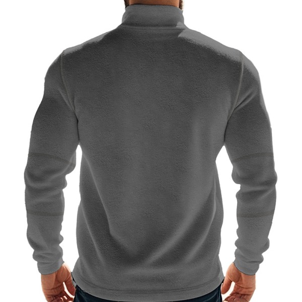 Fleecefodrade Halvzip-Tröjor för Män Mock Neck Pullover Tröja Dark Grey M