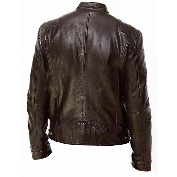 Läderjacka för män, Biker-modell Brown L