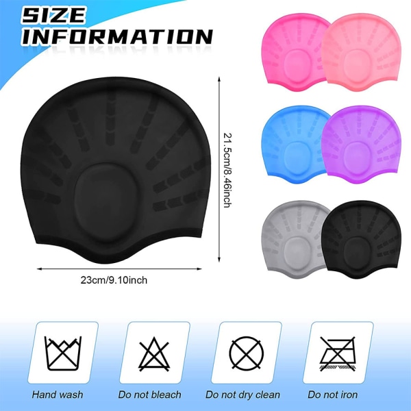 Svømmehætter Ørebeskyttelse 3D Svømmehætte Black