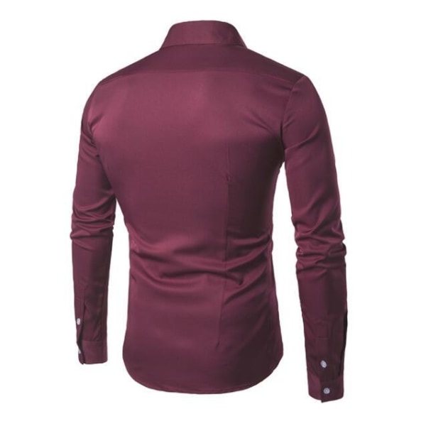 Klänningskjortor för män Långärmad skjorta wine red L