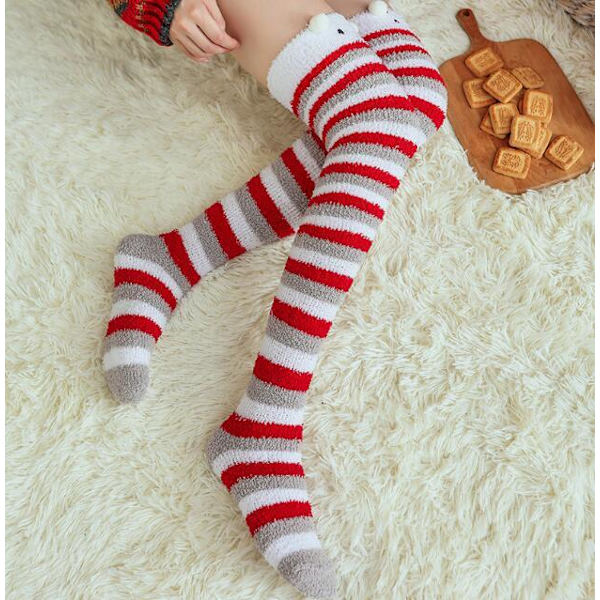 Talviset Coral Fleece -reisi-sukat (pari) Red White