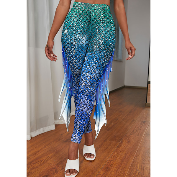 Sjöjungfru Leggings för Kvinnor Fiskfjäll Leggings Style 4 M