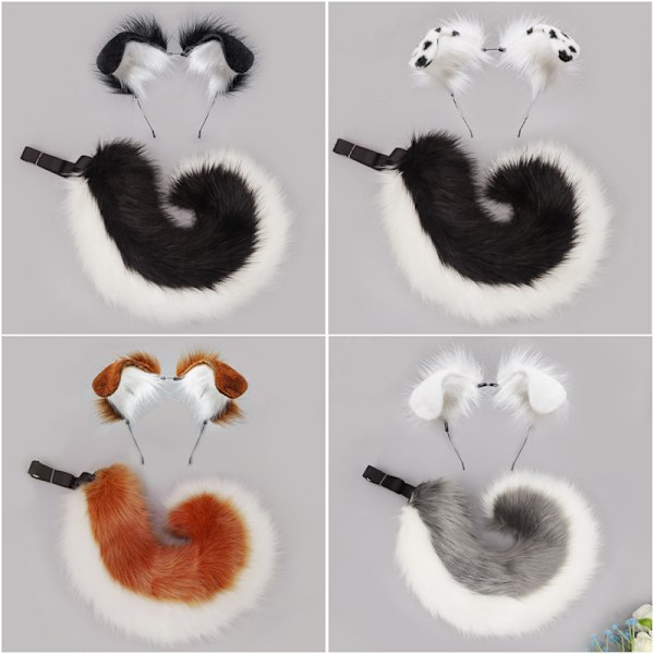 Hundöron Hårband Valpöron Hårdiadem Black White 2PCS