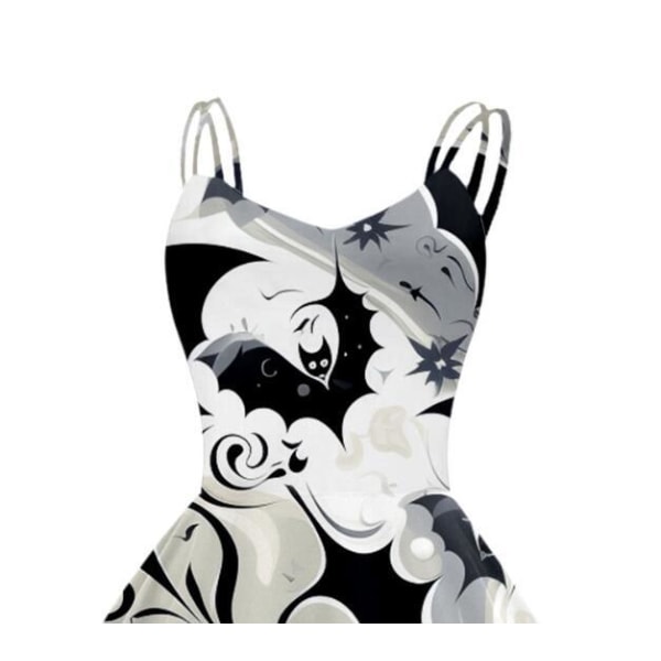 Halloween Kvinde Digital Print Camisole Kjole Gray S