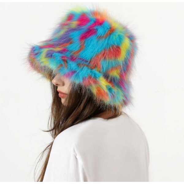 Dames Vinter Kunstig Pels Fuzzy Varmt Spandhat Blue