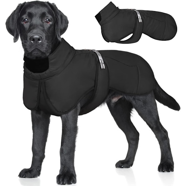 Vattentäta Hundvinterjackor, Reflekterande Hundjackor för Kallt Väder Black 4XL