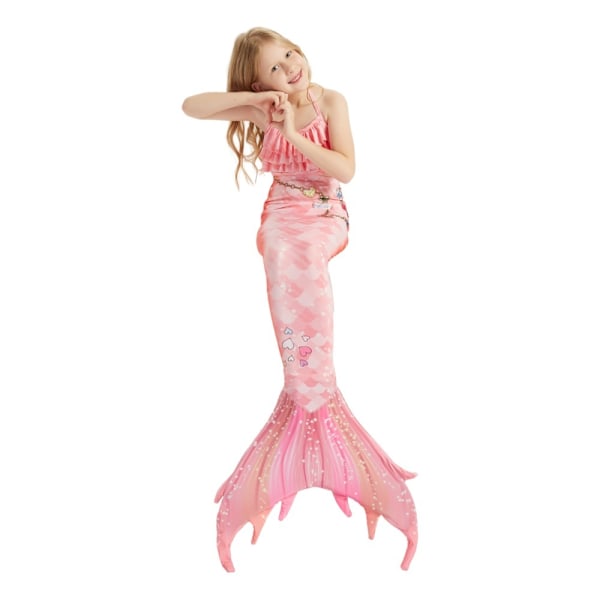 Sjöjungfru-svans Badkläder för Flickor Simning 3-Delar Sjöjungfru Prinsessa Badkläder pink 140cm