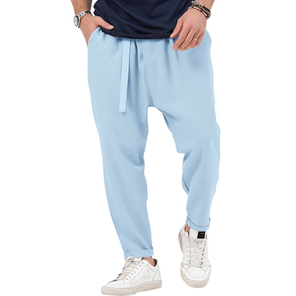 Herr Haremsbyxor Elastisk midja Lös hippiebyxa Blue M