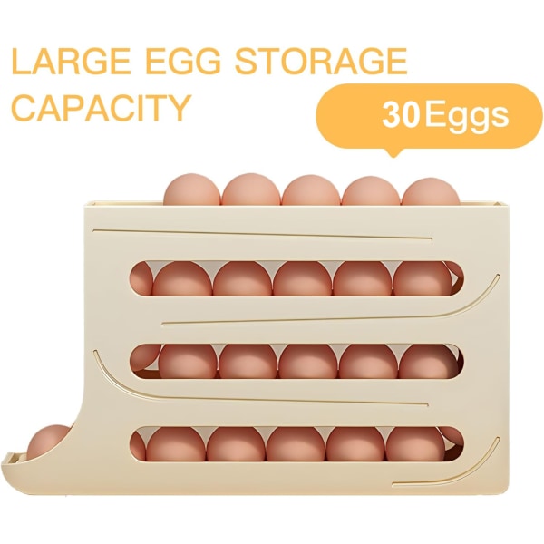 Äggdispenser, platsbesparande Rolling Eggs Dispenser för kylförvaring WHITE