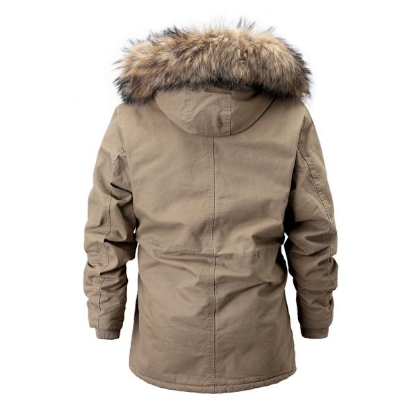 Men's Winter Thicken Cotton Jacka Varm kappa med avtagbar huva black L