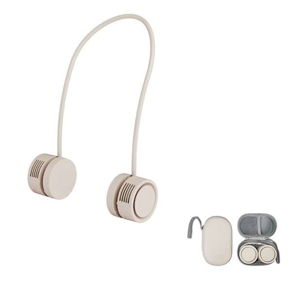 Bærbar halsbåndsventilator, foldbar genopladelig mini-halsbåndsventilator apricot