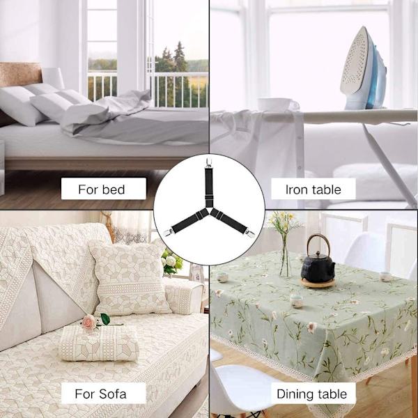 4 st justerbara lakanfästen Khaki