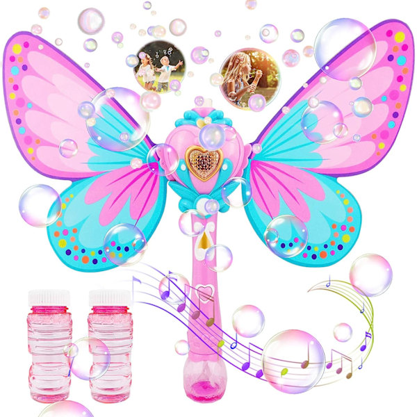 Bubble Machine för barn Butterfly Bubbles Wandblåsare Pink