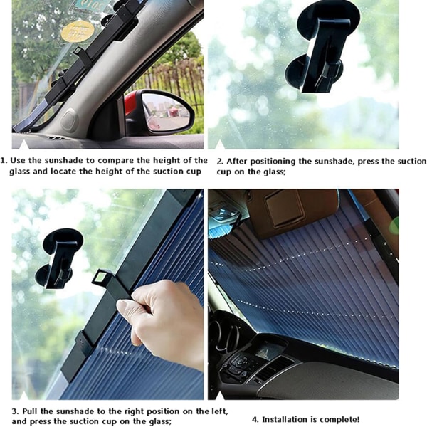 Trekkbar Solskjerm for Frontrute i Bil med Termisk Isolasjon 70cm